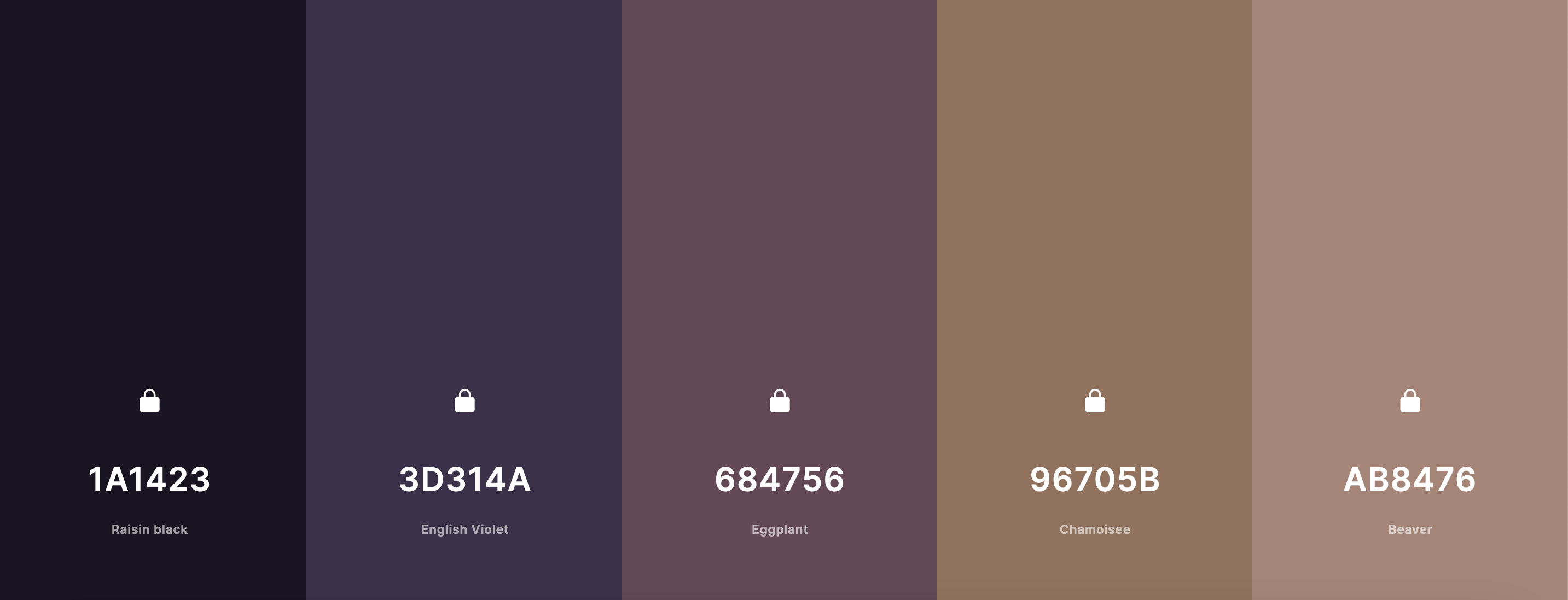 A color pallet featuring warm purples and browns